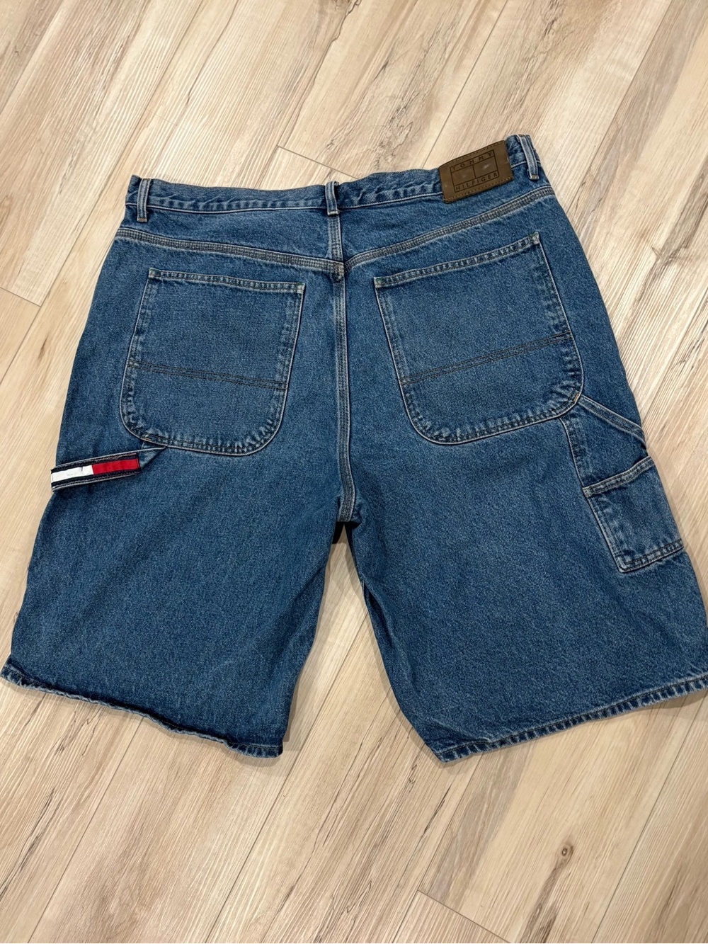 Tommy Hilfiger Blue Denim Carpenter Shorts with Logo Tab Sz 40